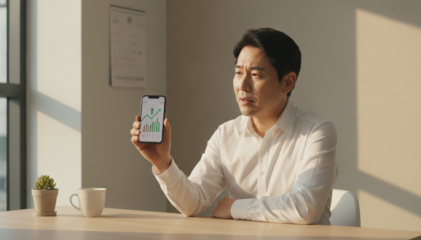 ISA 계좌 앱을 보며 고민하는 직장인